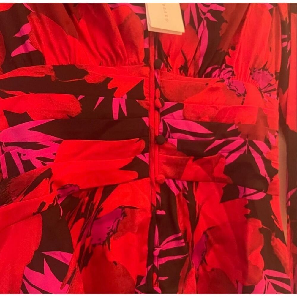 Veronica Beard Pevero floral stretch-silk top size 8 NWT red black - Picture 6 of 13